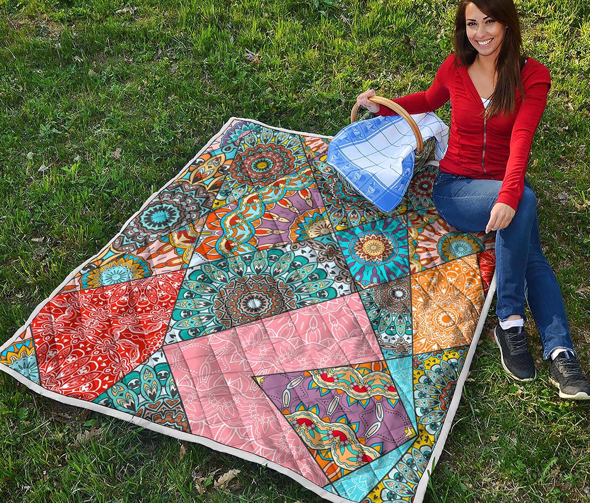 Patchwork Mandala Bohemian Pattern Print Quilt