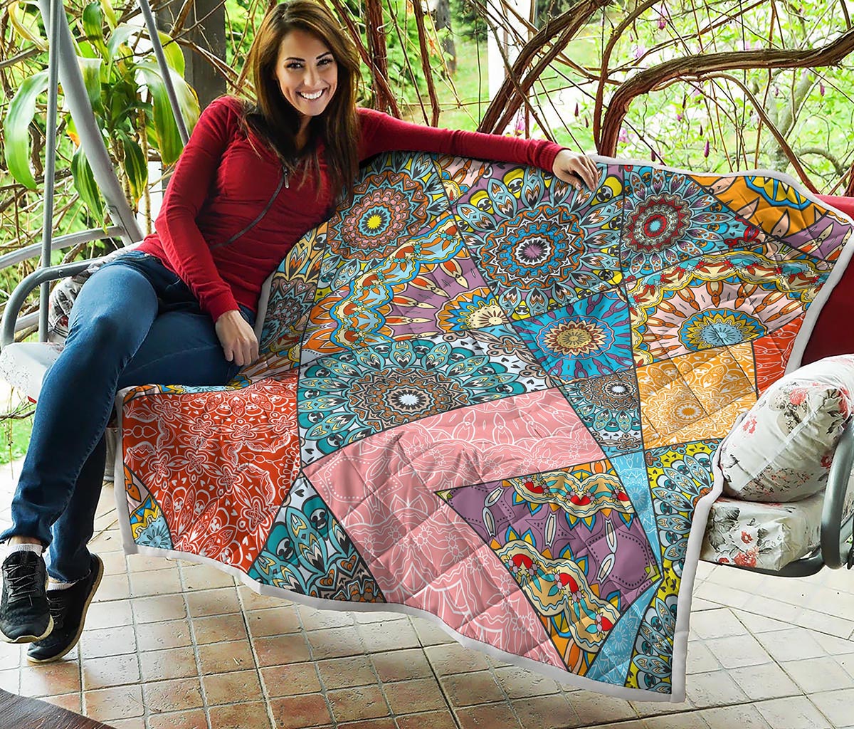 Patchwork Mandala Bohemian Pattern Print Quilt