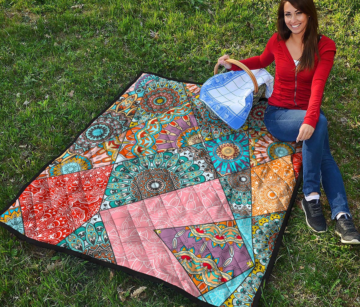 Patchwork Mandala Bohemian Pattern Print Quilt