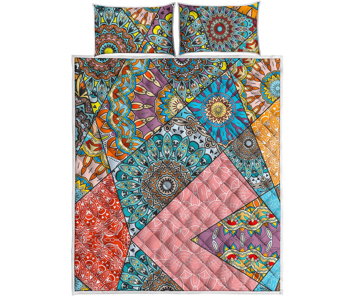 Patchwork Mandala Bohemian Pattern Print Quilt Bed Set