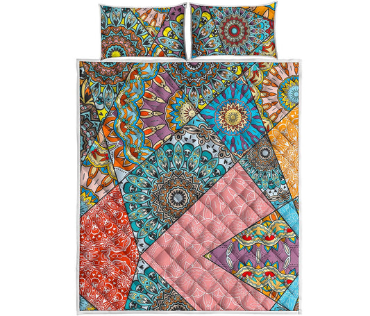 Patchwork Mandala Bohemian Pattern Print Quilt Bed Set