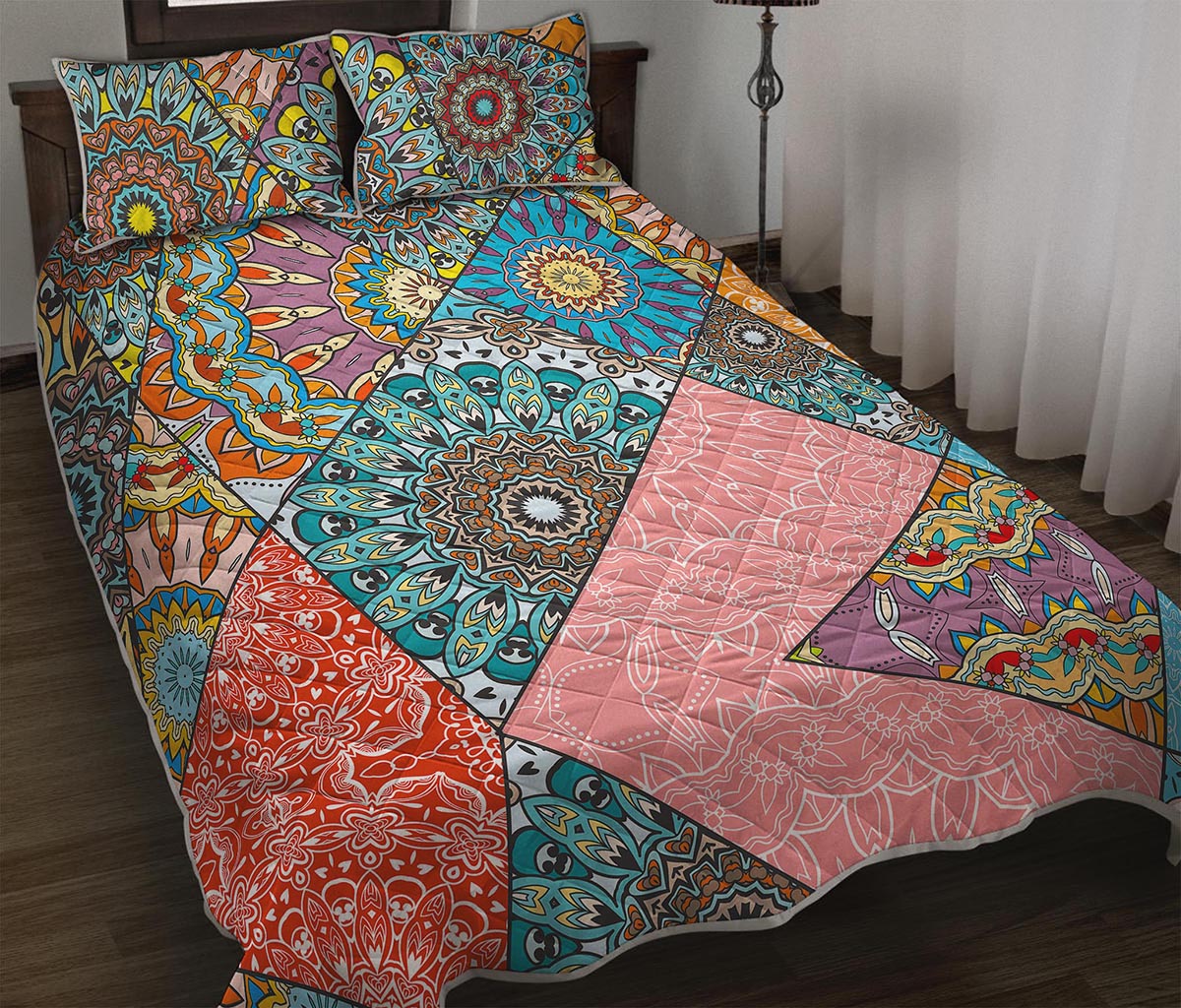 Patchwork Mandala Bohemian Pattern Print Quilt Bed Set