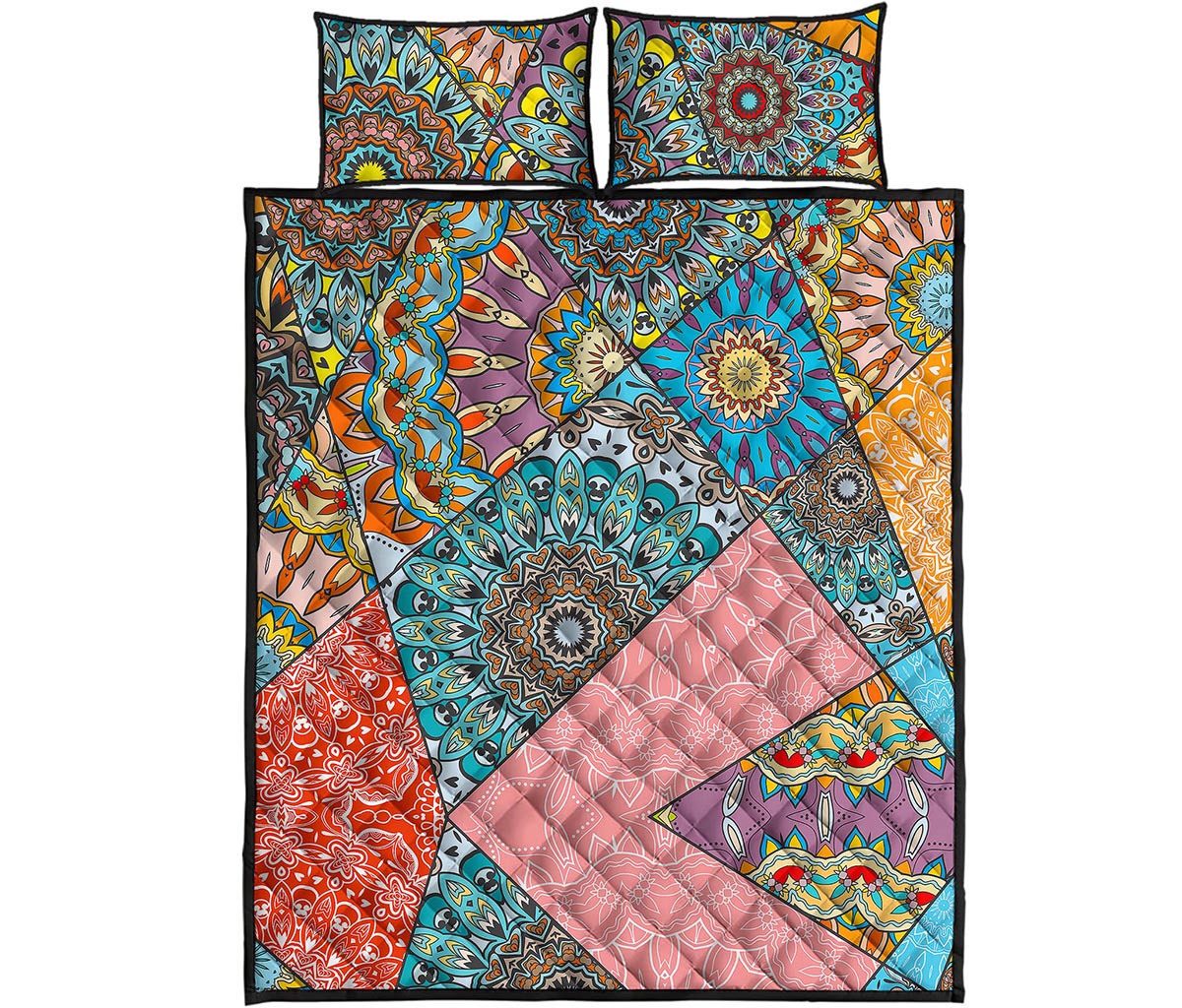Patchwork Mandala Bohemian Pattern Print Quilt Bed Set