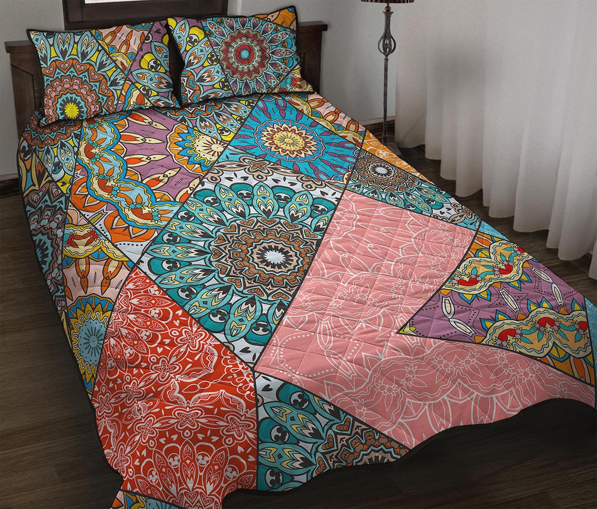 Patchwork Mandala Bohemian Pattern Print Quilt Bed Set