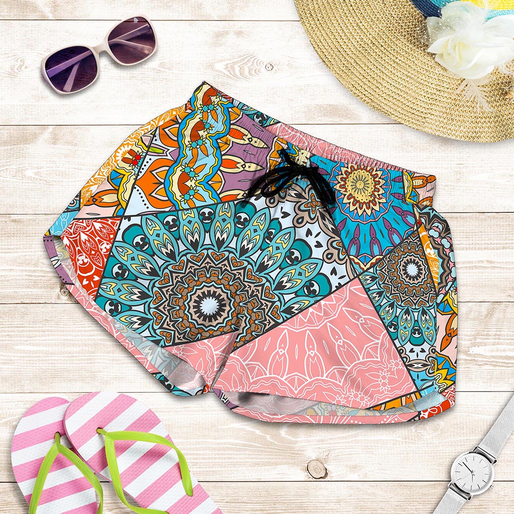 Patchwork Mandala Bohemian Pattern Print Women's Shorts