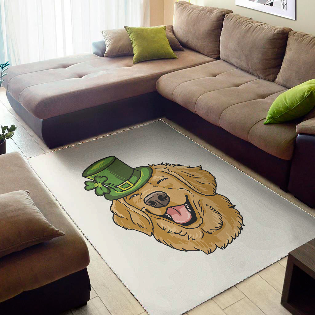 Patrick's Day Golden Retriever Print Area Rug