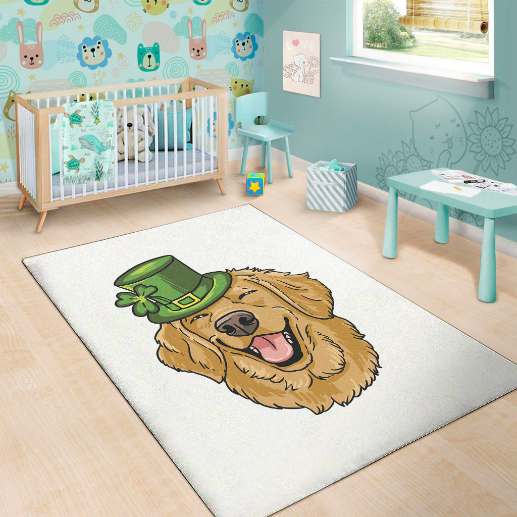 Patrick's Day Golden Retriever Print Area Rug