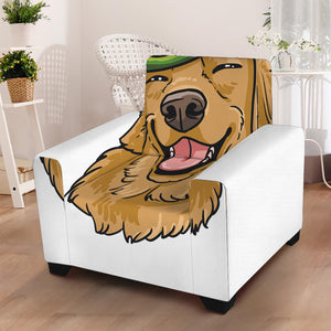 Patrick's Day Golden Retriever Print Armchair Slipcover