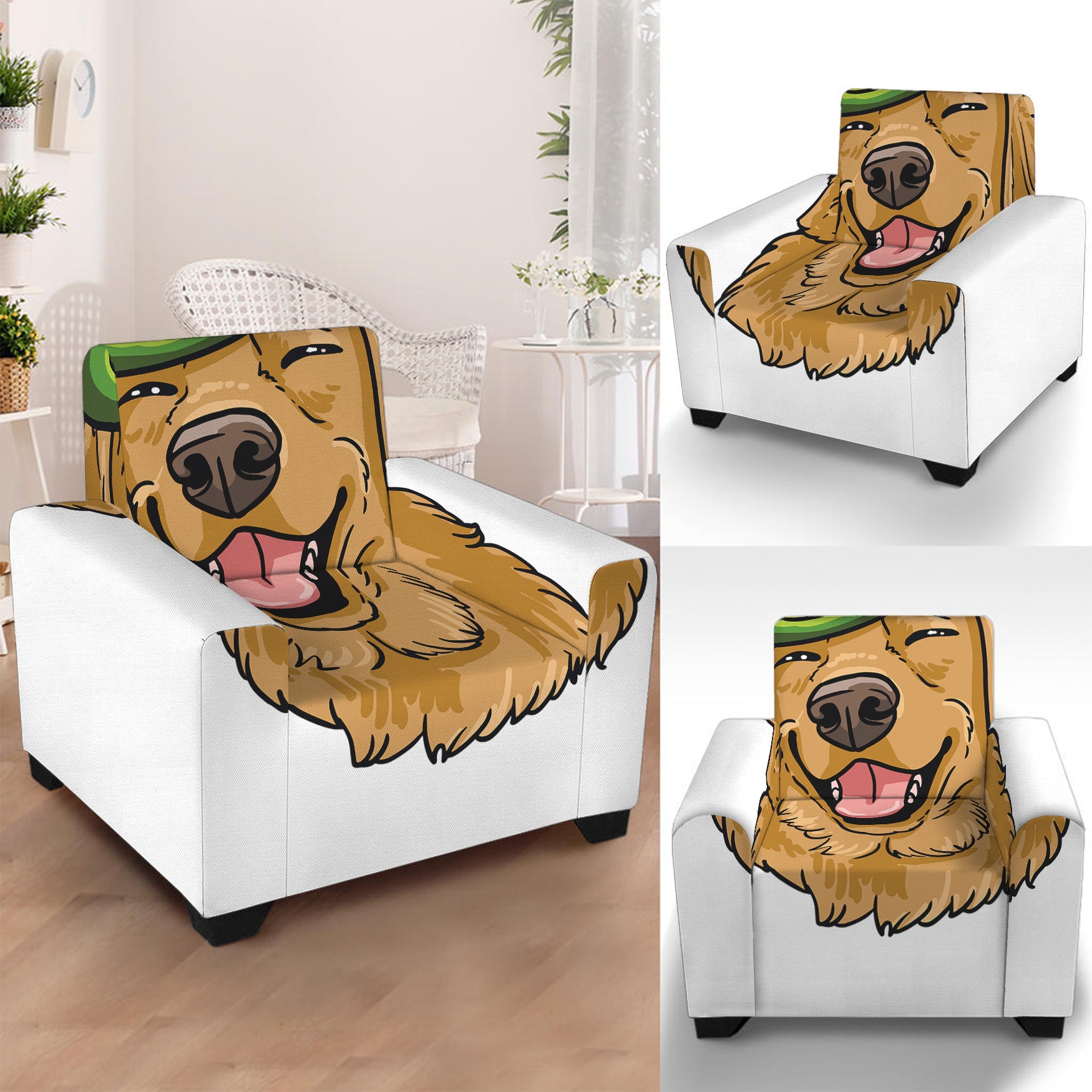 Patrick's Day Golden Retriever Print Armchair Slipcover