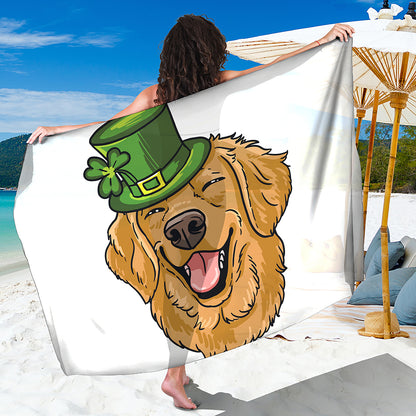 Patrick's Day Golden Retriever Print Beach Sarong Wrap