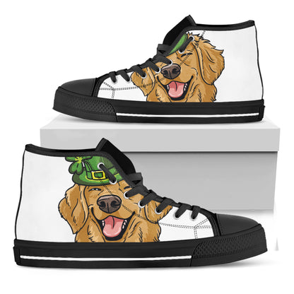 Patrick's Day Golden Retriever Print Black High Top Shoes