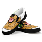 Patrick's Day Golden Retriever Print Black Slip On Shoes