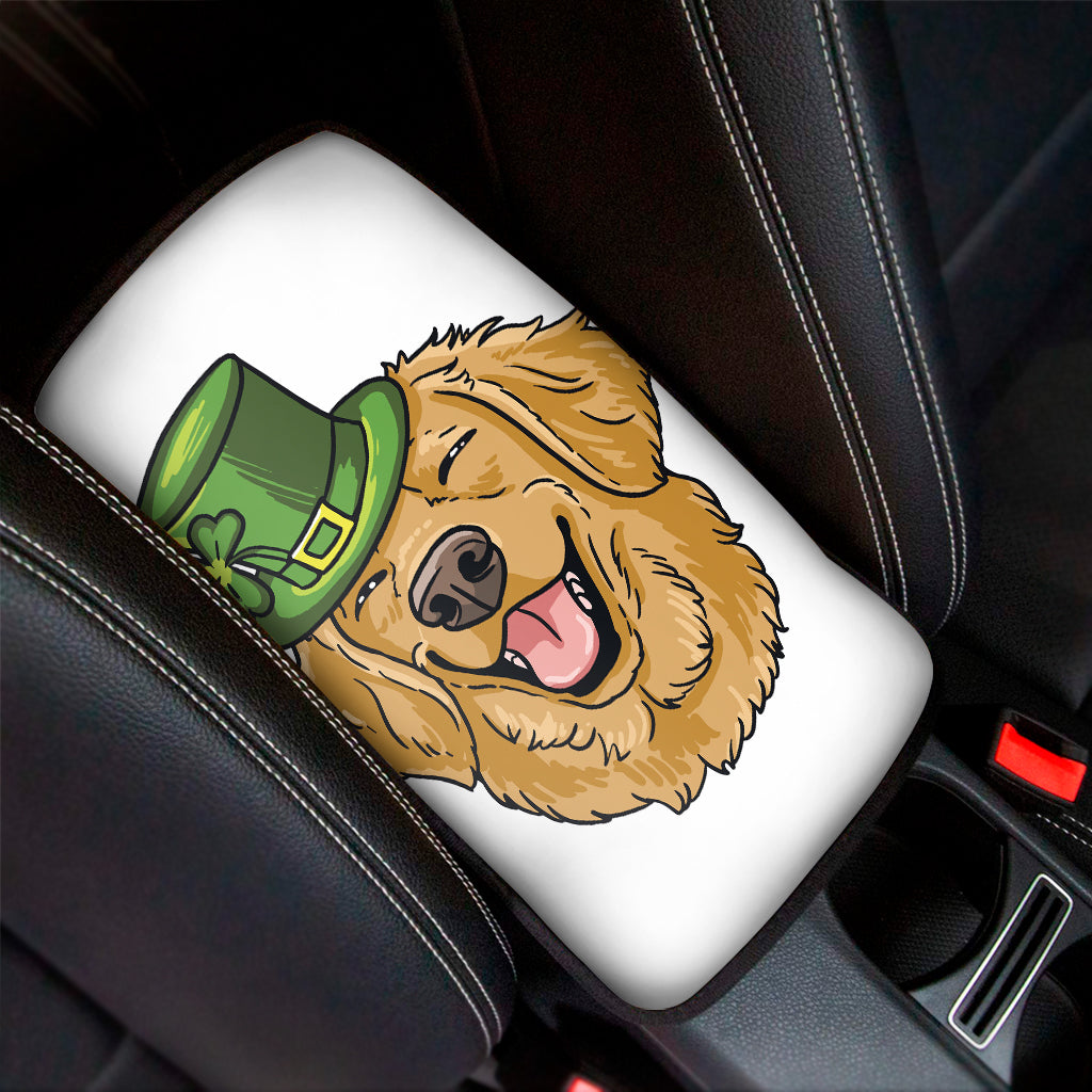 Patrick's Day Golden Retriever Print Car Center Console Cover