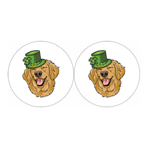 Patrick's Day Golden Retriever Print Car Coasters