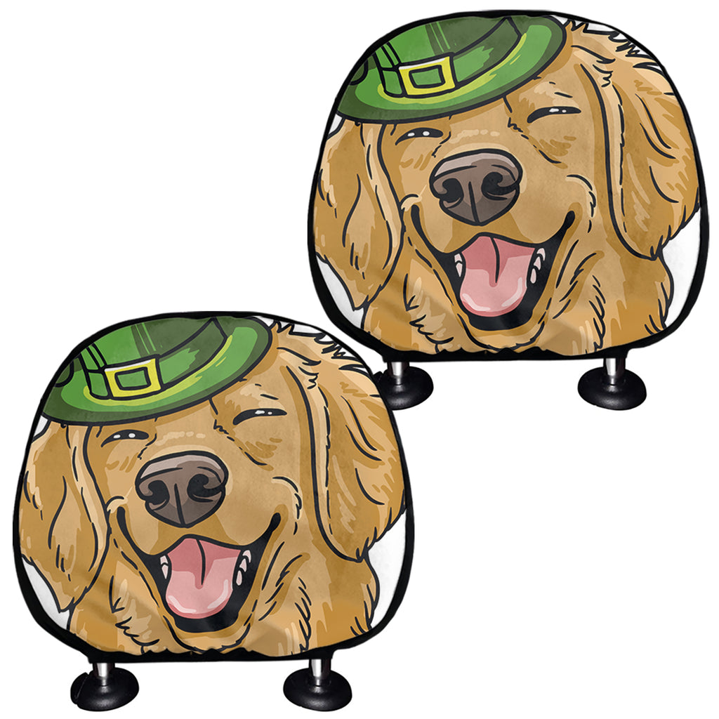 Patrick's Day Golden Retriever Print Car Headrest Covers