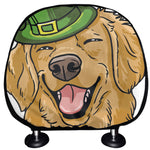 Patrick's Day Golden Retriever Print Car Headrest Covers