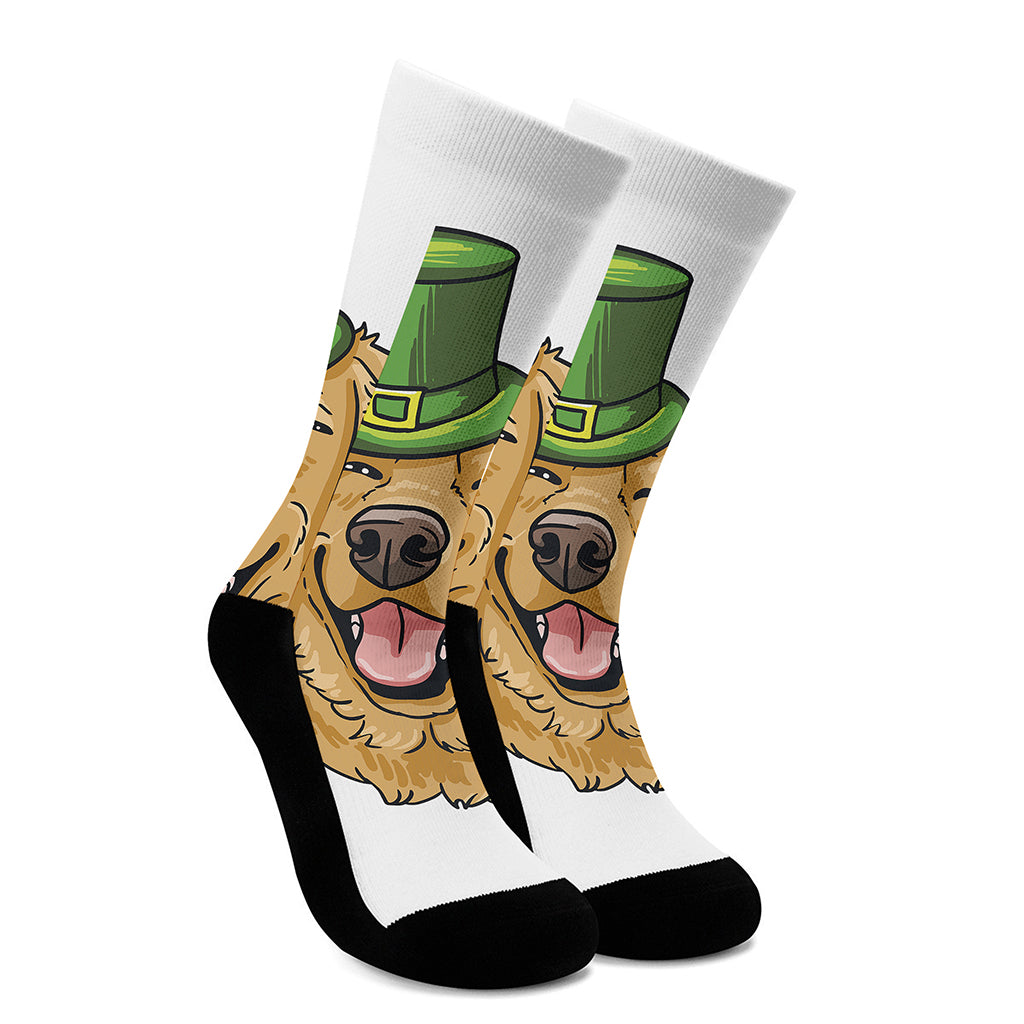 Patrick's Day Golden Retriever Print Crew Socks