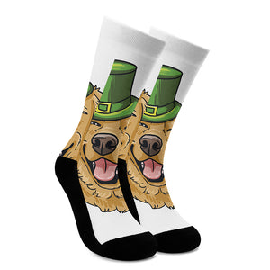 Patrick's Day Golden Retriever Print Crew Socks