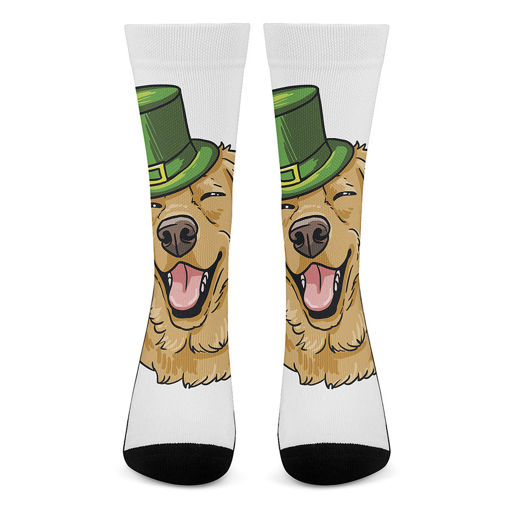 Patrick's Day Golden Retriever Print Crew Socks