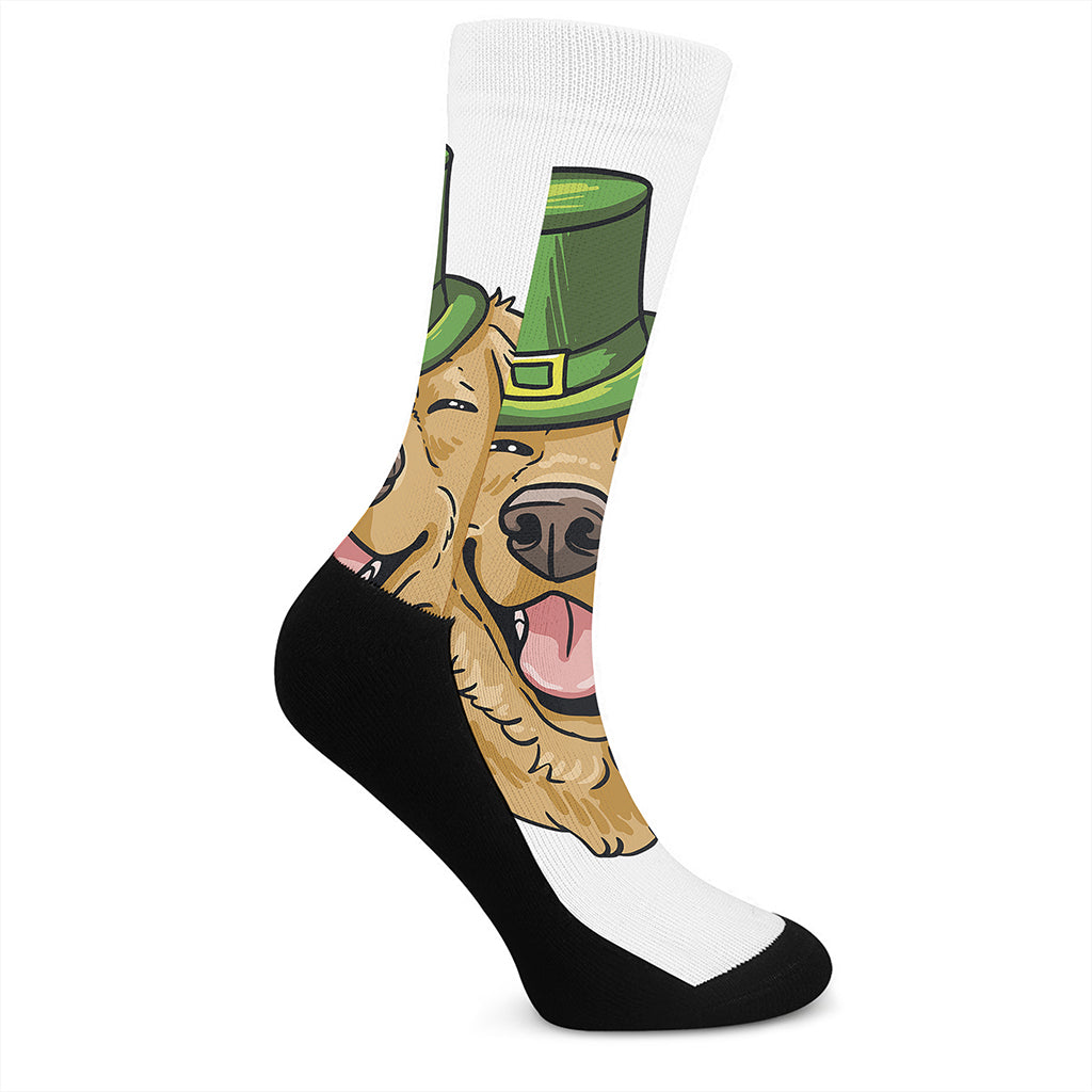 Patrick's Day Golden Retriever Print Crew Socks