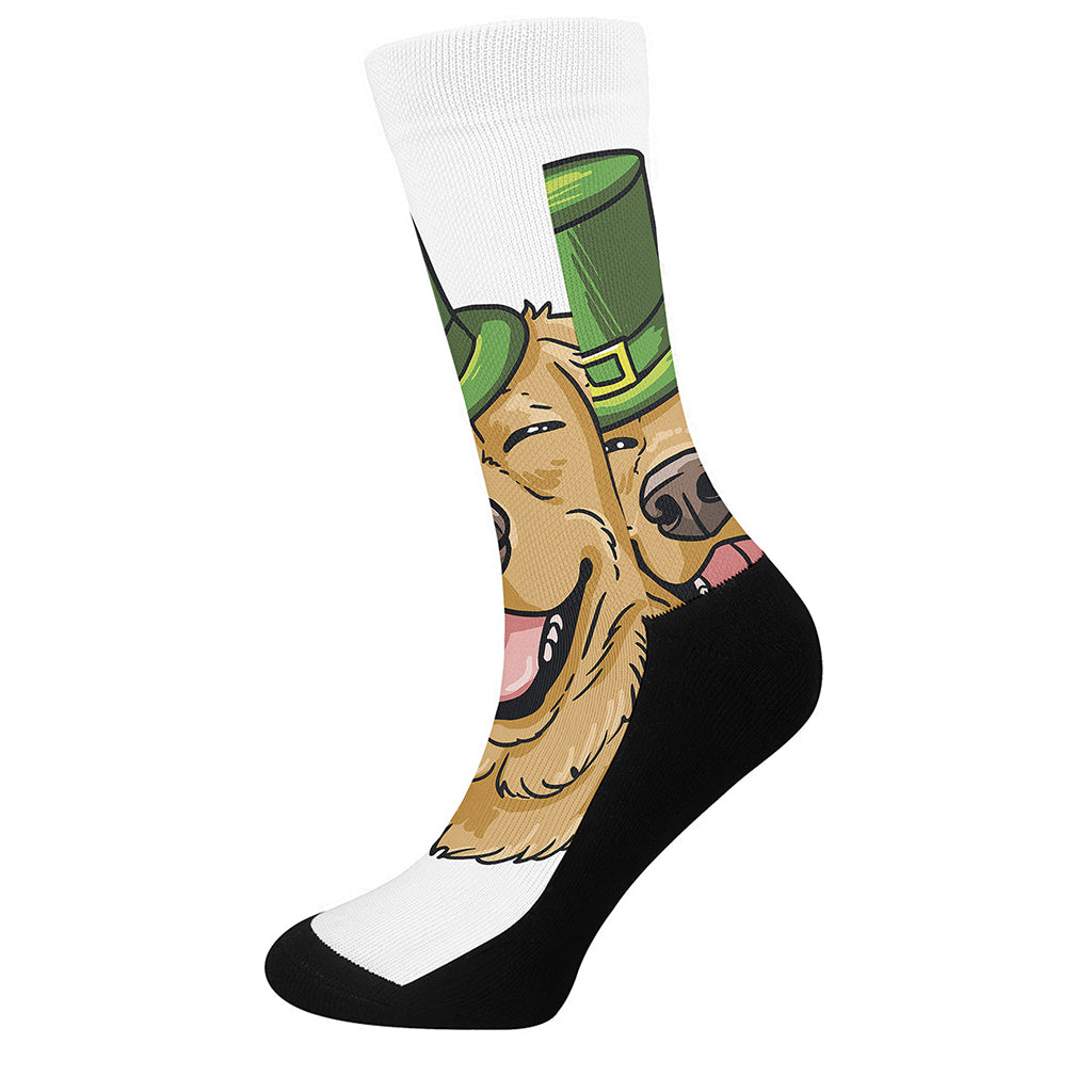 Patrick's Day Golden Retriever Print Crew Socks