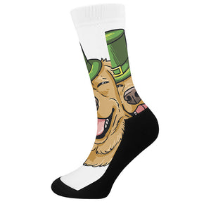 Patrick's Day Golden Retriever Print Crew Socks