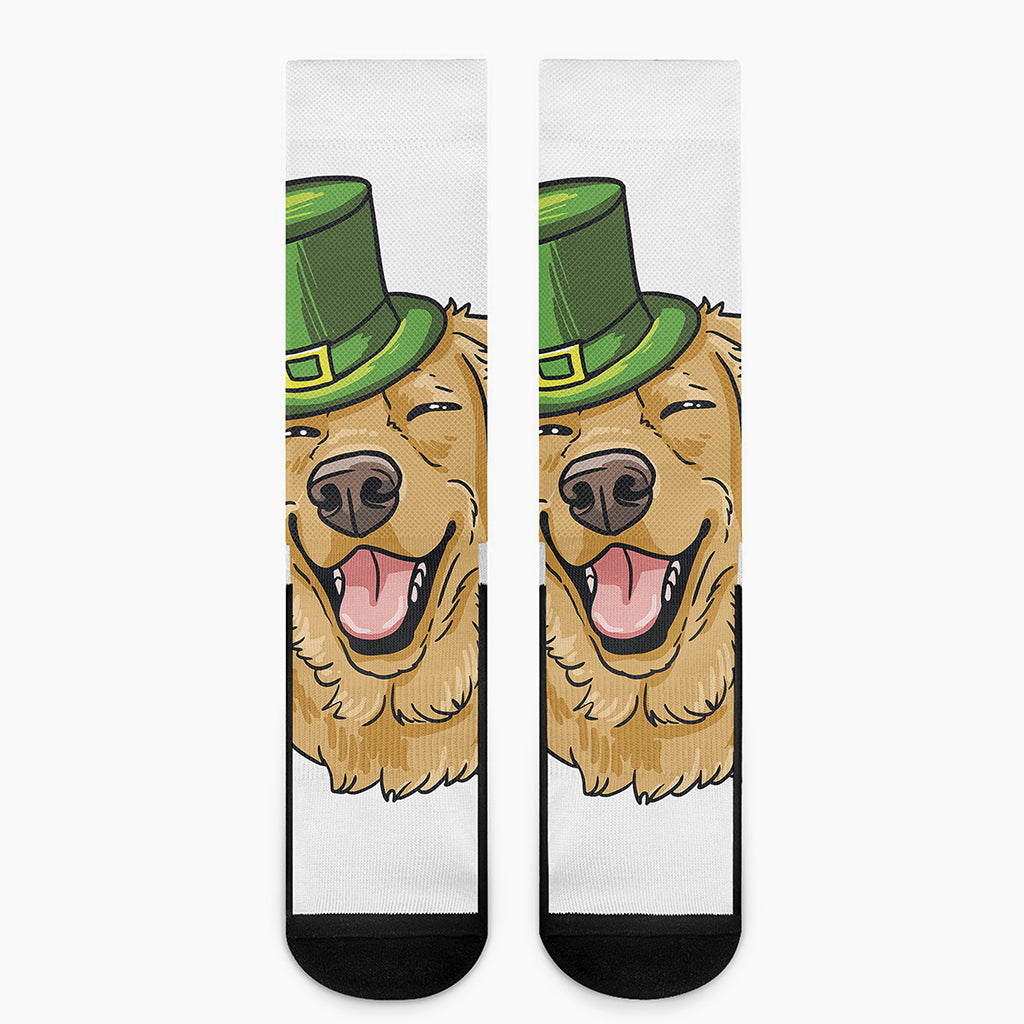 Patrick's Day Golden Retriever Print Crew Socks