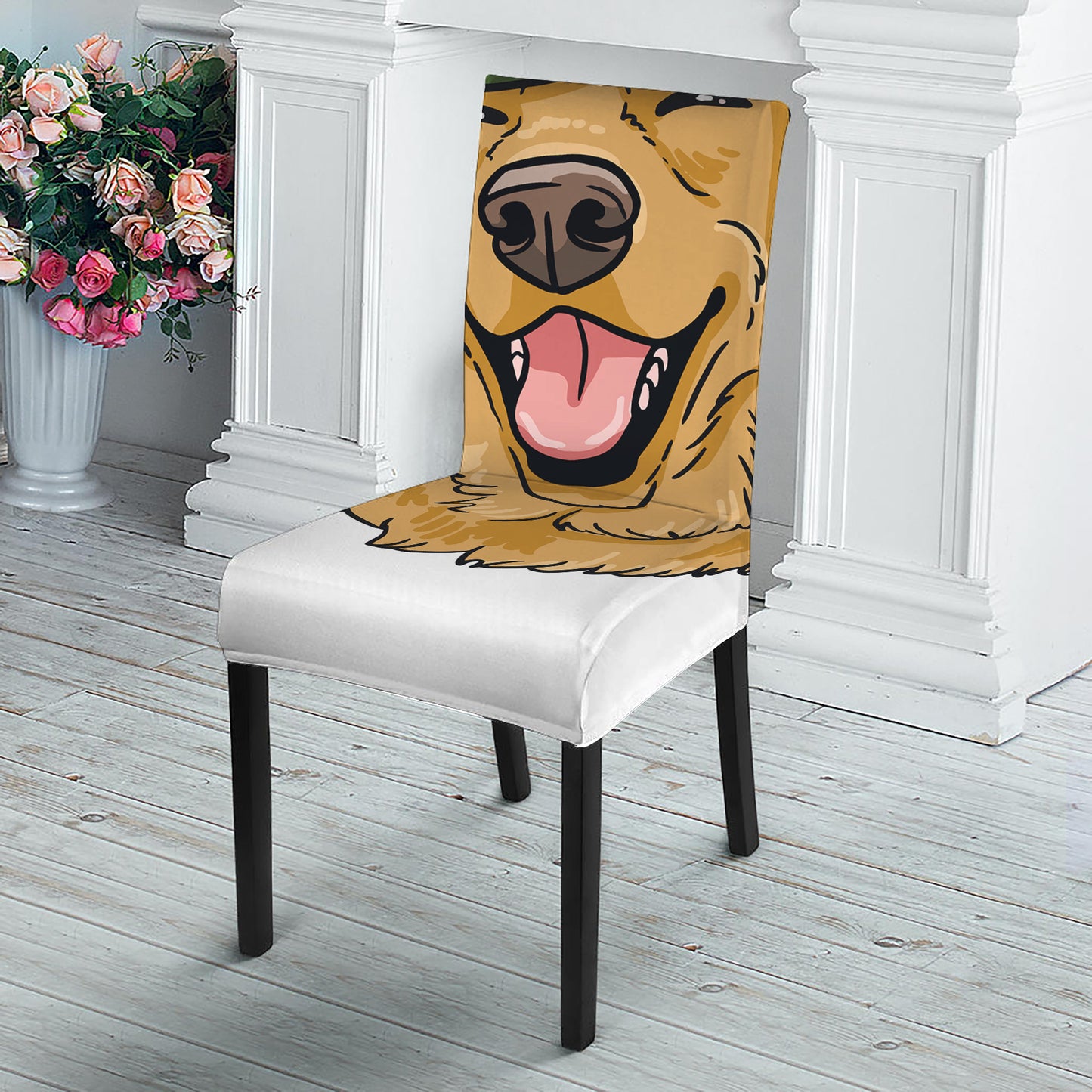 Patrick's Day Golden Retriever Print Dining Chair Slipcover