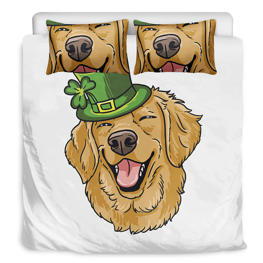 Patrick's Day Golden Retriever Print Duvet Cover Bedding Set