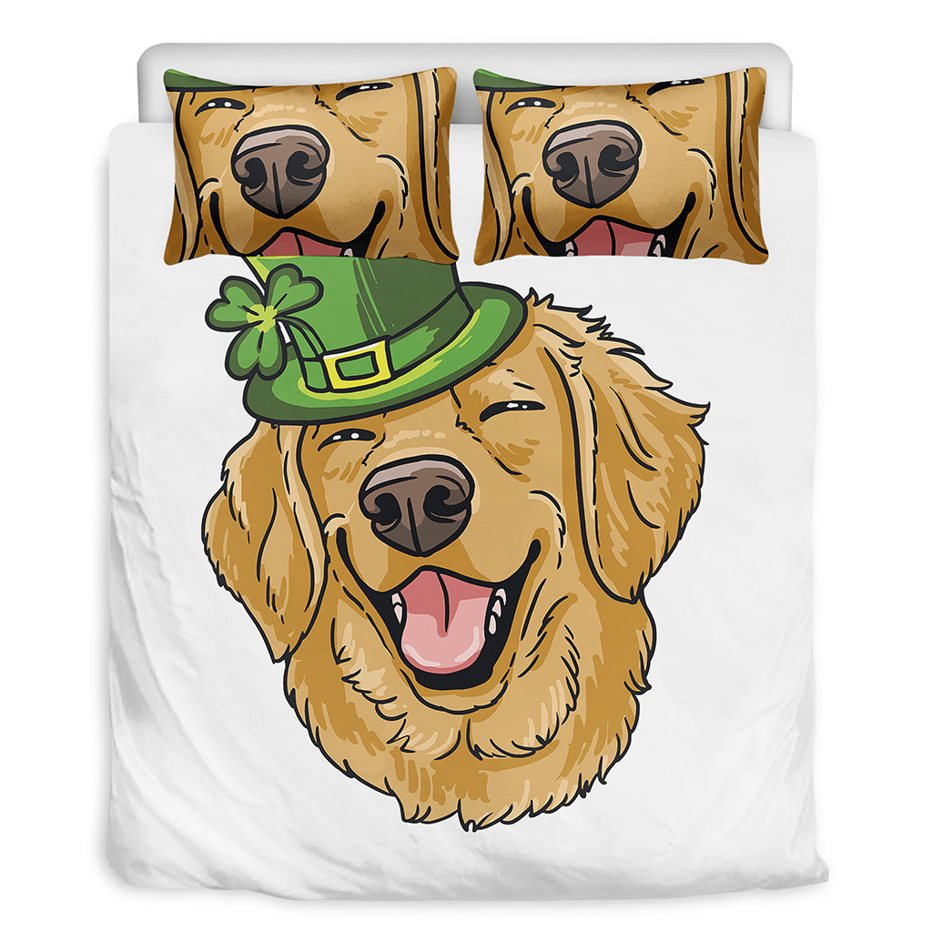 Patrick's Day Golden Retriever Print Duvet Cover Bedding Set