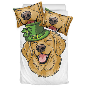 Patrick's Day Golden Retriever Print Duvet Cover Bedding Set