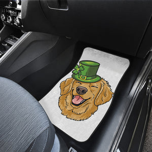 Patrick's Day Golden Retriever Print Front and Back Car Floor Mats