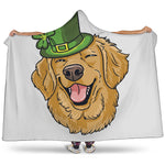 Patrick's Day Golden Retriever Print Hooded Blanket