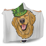 Patrick's Day Golden Retriever Print Hooded Blanket