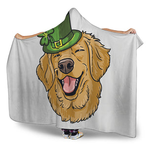 Patrick's Day Golden Retriever Print Hooded Blanket