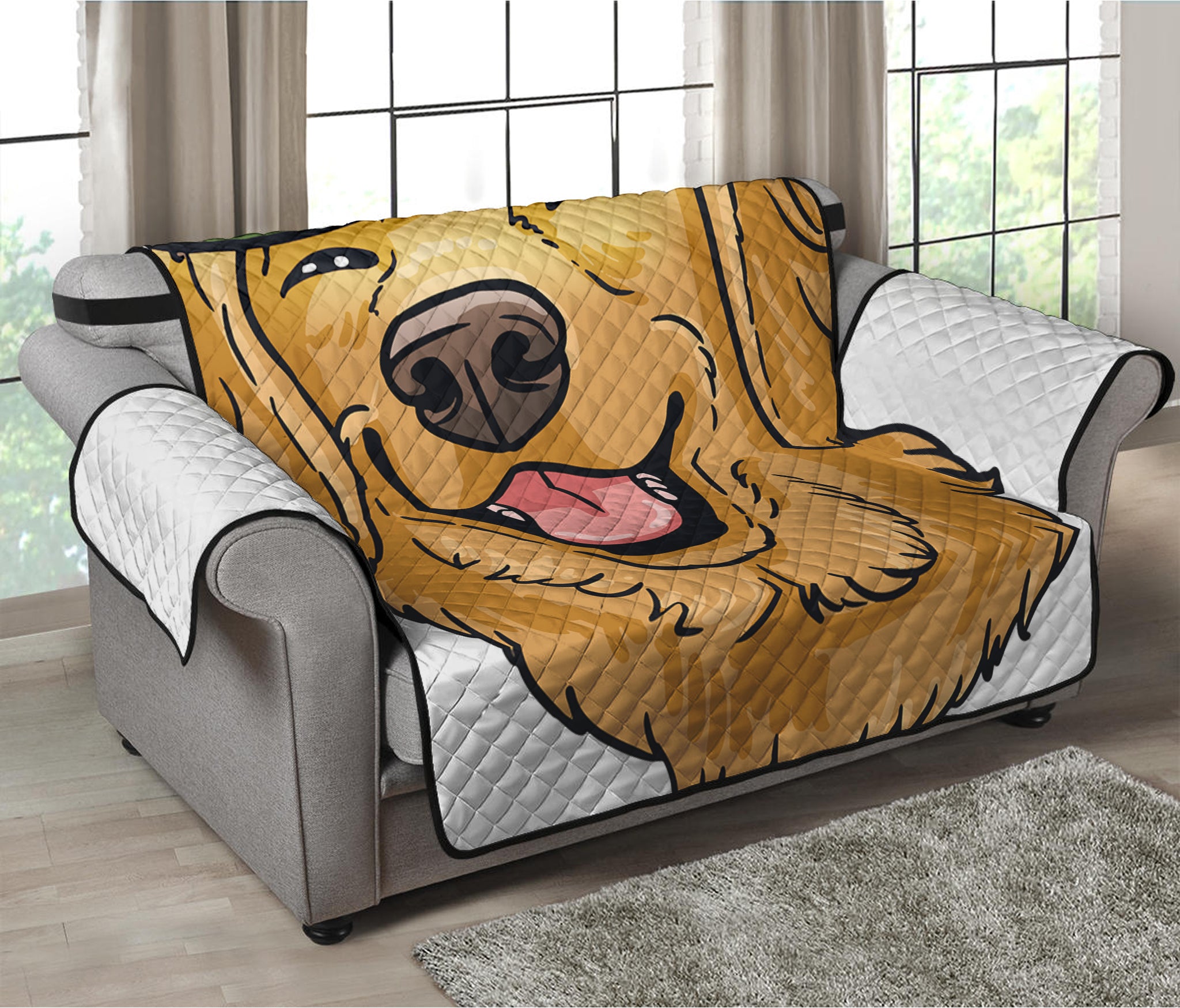 Patrick's Day Golden Retriever Print Loveseat Protector