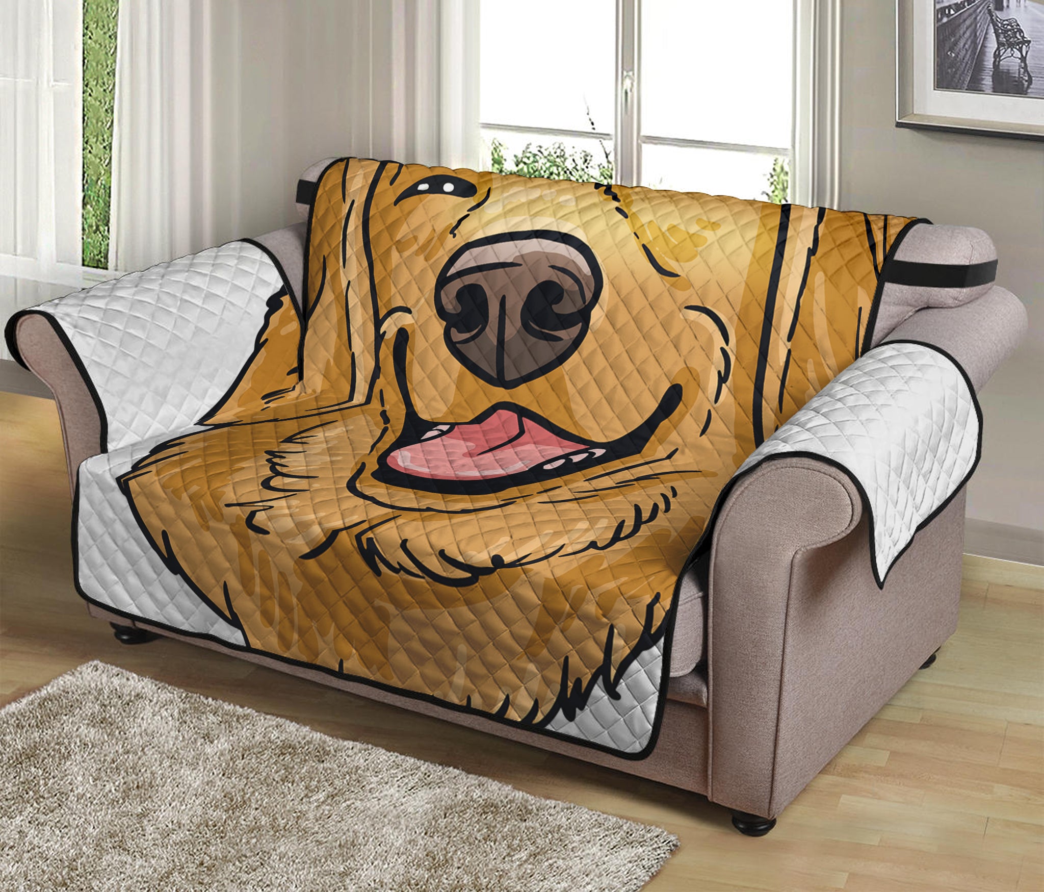 Patrick's Day Golden Retriever Print Loveseat Protector