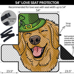 Patrick's Day Golden Retriever Print Loveseat Protector