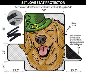 Patrick's Day Golden Retriever Print Loveseat Protector