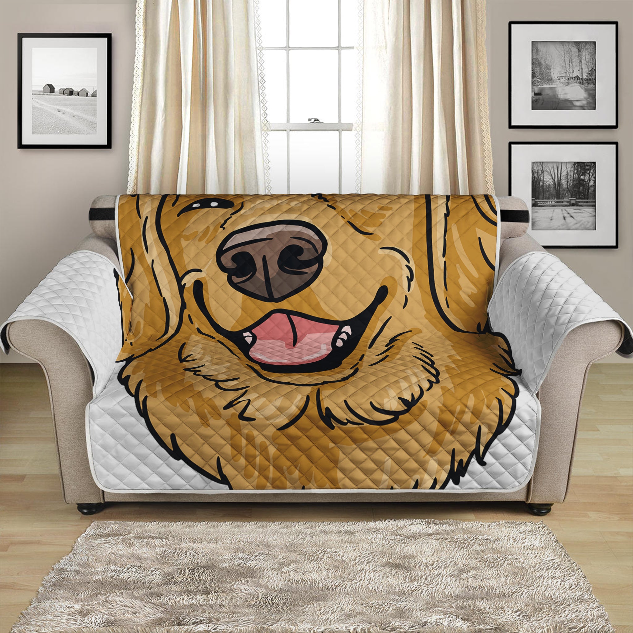 Patrick's Day Golden Retriever Print Loveseat Protector