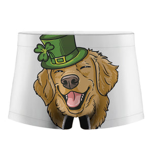 Patrick's Day Golden Retriever Print Men's Boxer Briefs