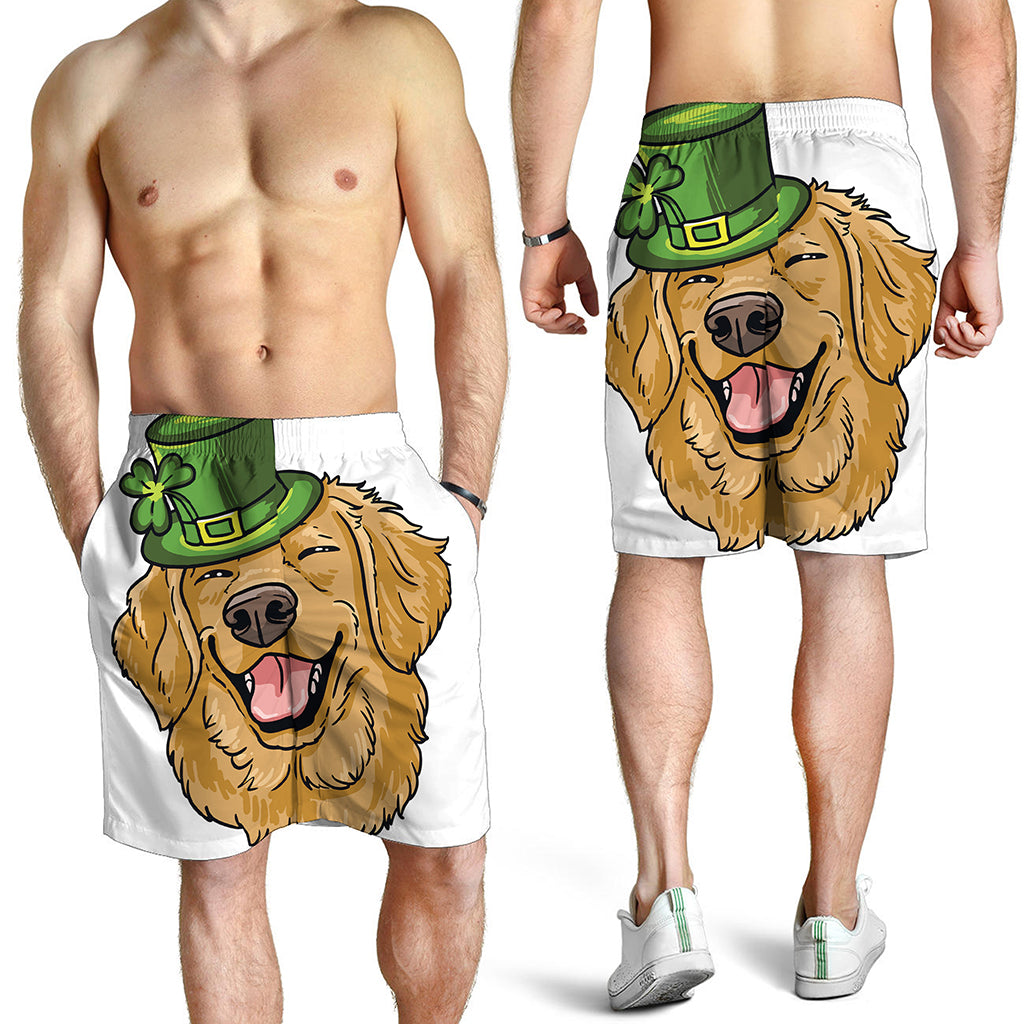 Patrick's Day Golden Retriever Print Men's Shorts