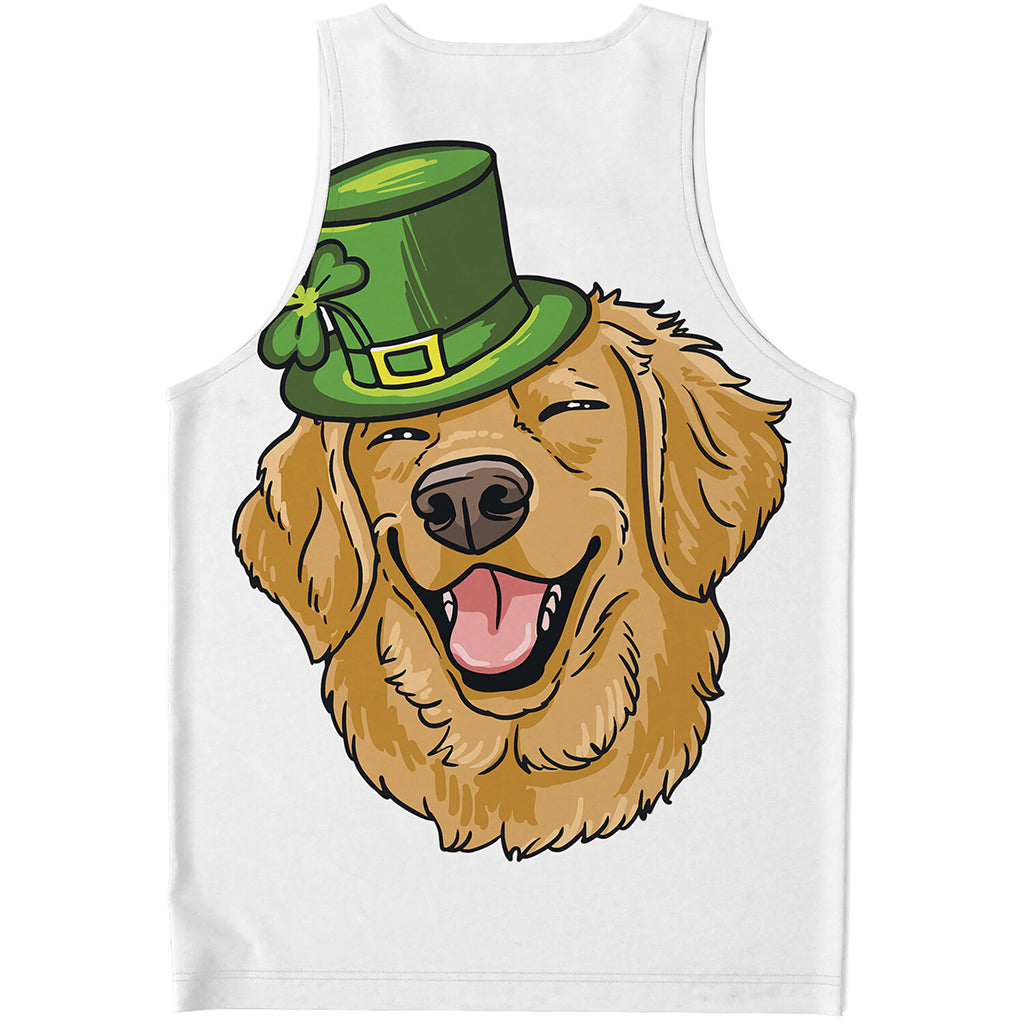 Patrick's Day Golden Retriever Print Men's Tank Top