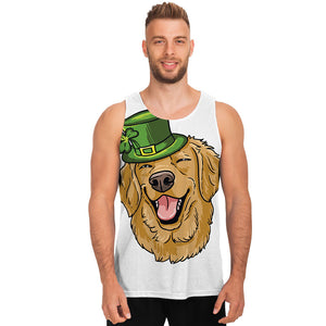 Patrick's Day Golden Retriever Print Men's Tank Top