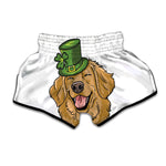 Patrick's Day Golden Retriever Print Muay Thai Boxing Shorts