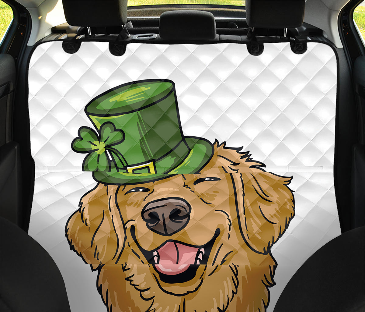 Patrick's Day Golden Retriever Print Pet Car Back Seat Cover