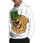 Patrick's Day Golden Retriever Print Pullover Hoodie