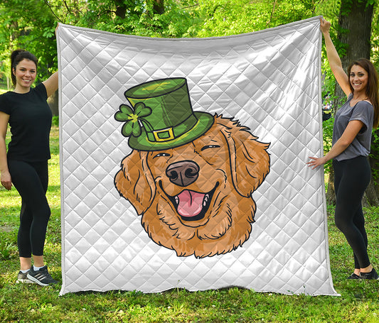 Patrick's Day Golden Retriever Print Quilt