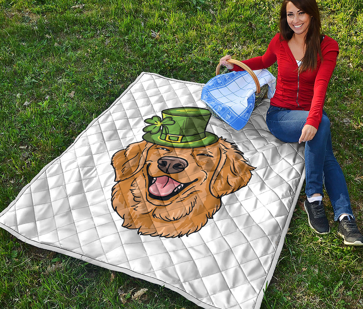 Patrick's Day Golden Retriever Print Quilt