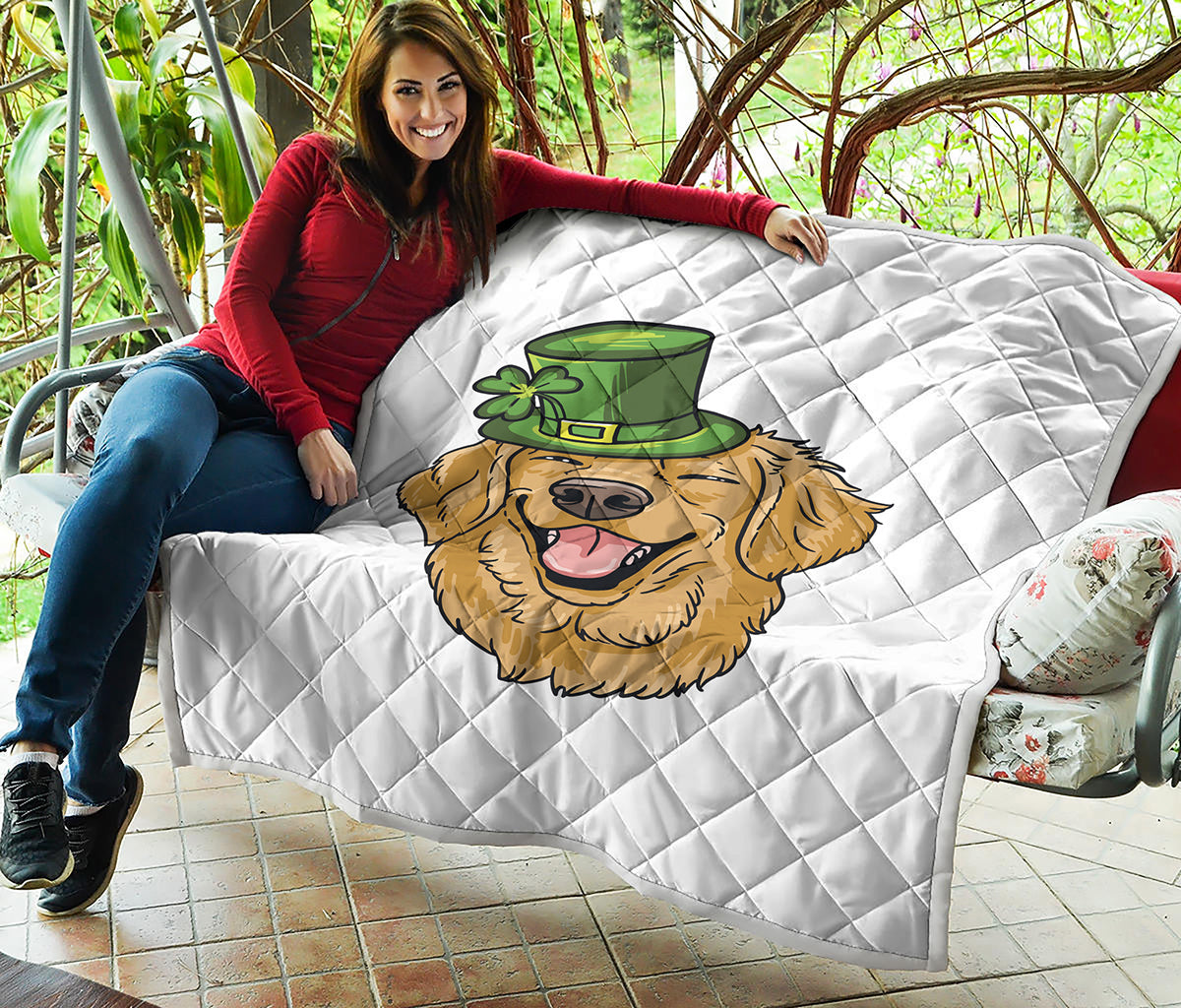 Patrick's Day Golden Retriever Print Quilt